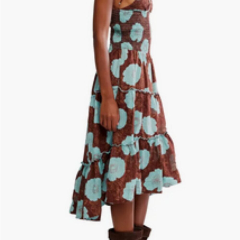 Free People Adriel Tie Strap Tiered Midi Dress. Sz: Large - Picture 3 of 11